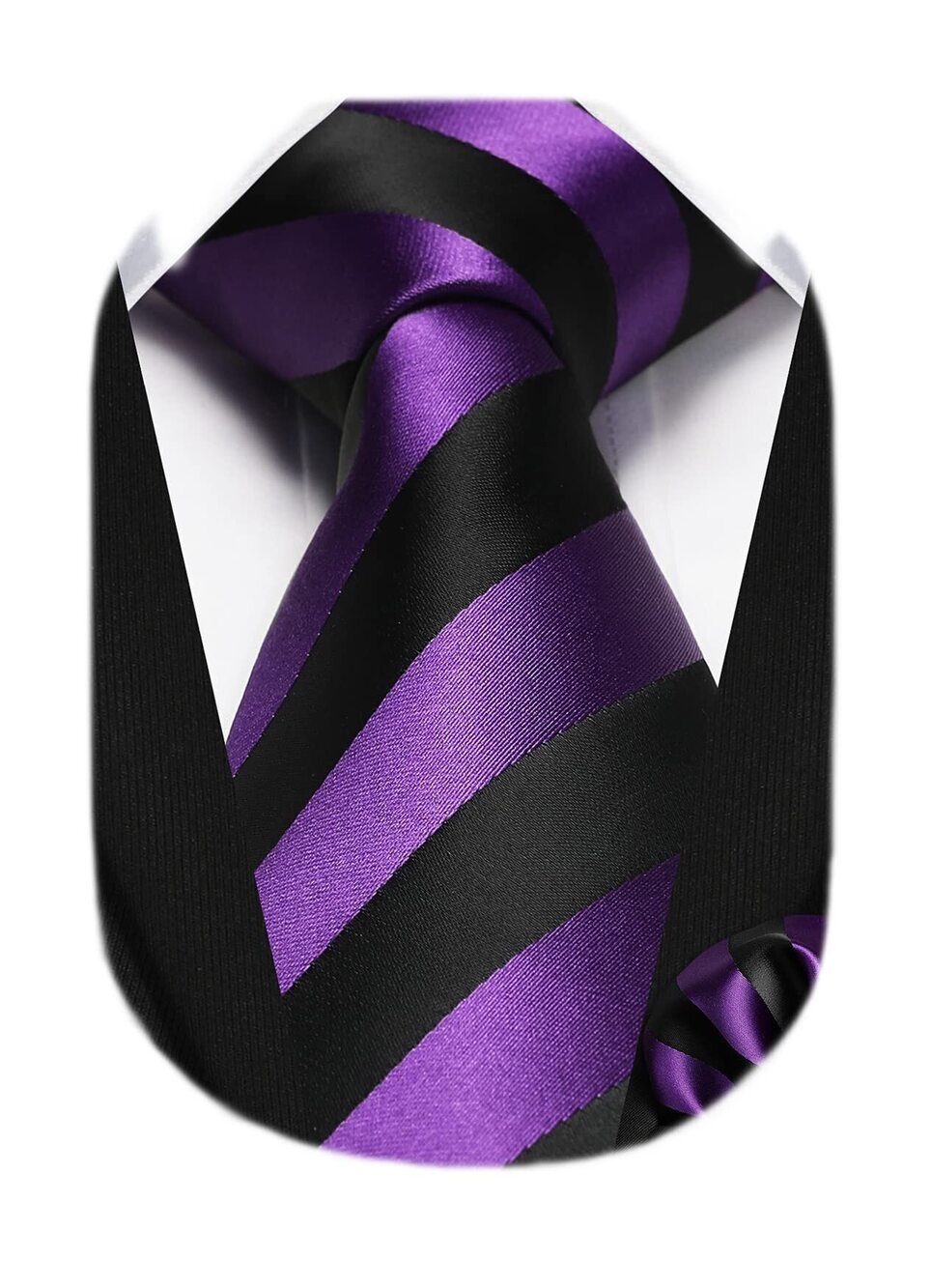 3543 Ties Purple Tie & Handkerchief Set Business Formal Woven Burgundy